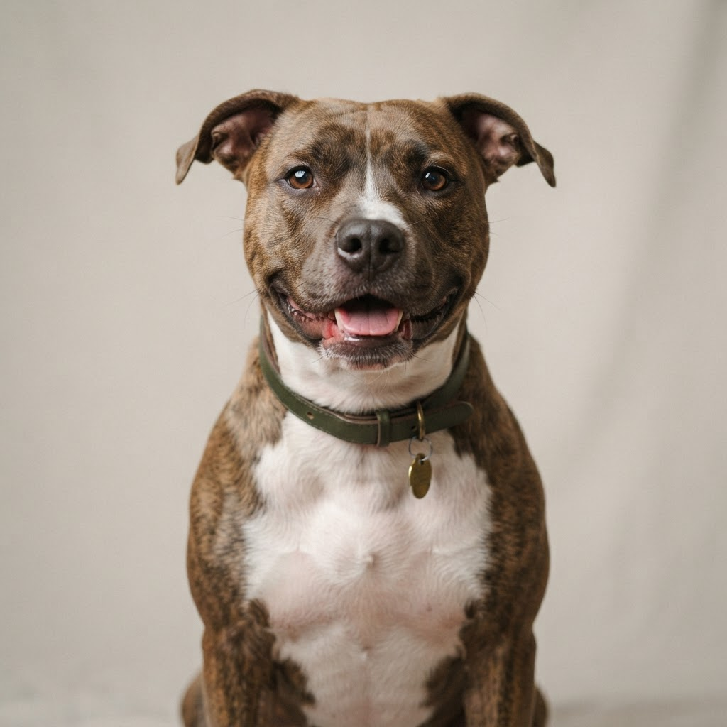 A friendly American Staffordshire Terrier