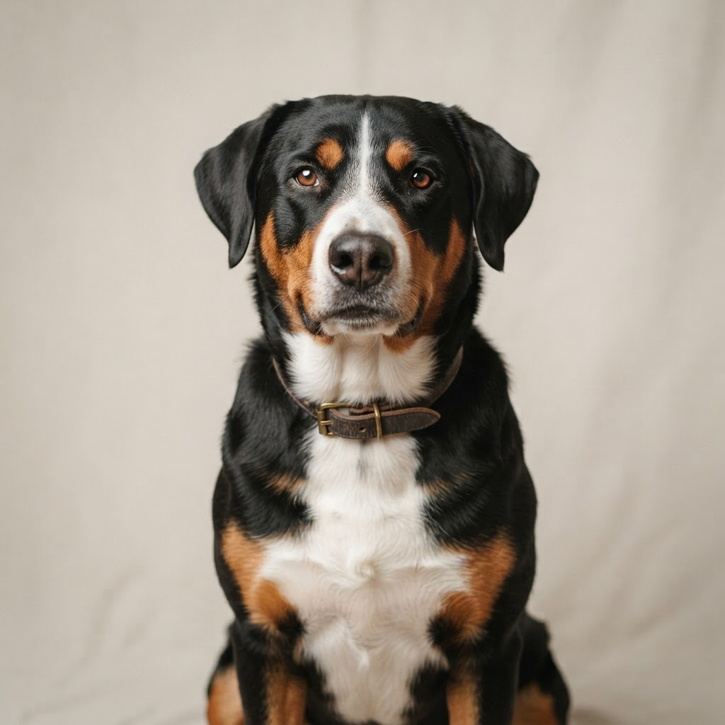 A friendly Greater Swiss Mountain Dog